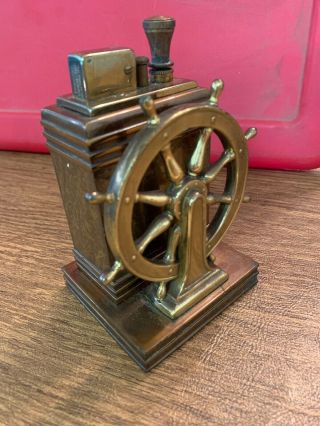Authentic Vintage Ronson Touch Tip Lighter - Nautical Ships Wheel,  Patent 1935 3