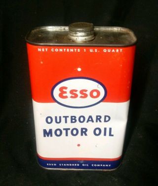 Vintage Esso Standard Oil Co.  Outboard Motor Oil Can - Full/