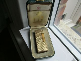 Dunhill Rollagas Lighter - Solid 9ct Gold Jacket,  Box & Papers