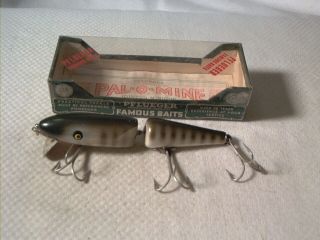 Vintage Wood Fishing Lure Pflueger Jointed Pal - O - Mine Nat.  Pike Scale Pe W/ Box
