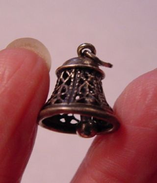 Vintage Beau Sterling Silver Filigree Bell Bracelet Charm