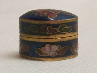 Vintage Early - Mid 20th Century Chinese Cloisonné Hinged Pill Box