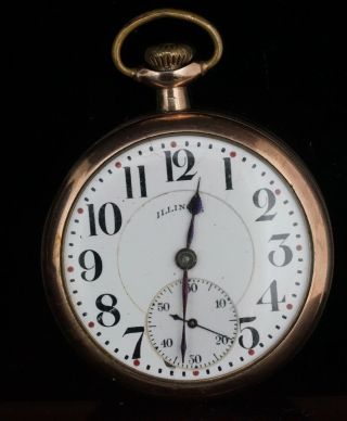 Antique Illinois Watch Co Dueber Gold Filled 17 Jewels Pocket Watch - Runs