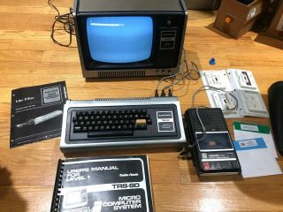 1977 Tandy Trs - 80 Model 26 - 1004d Computer W/monitor,  Cassette Player,  Manuel