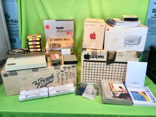 Apple Iie Computer Bundle W/ Drives,  Monitor,  Printer,  Upgrades Includes Boxes