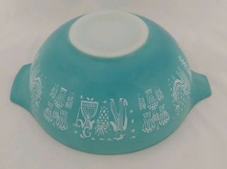 Vintage Pyrex Butterprint Turquoise 444 Cinderella 4 Qt Mixing Bowl Amish Butter