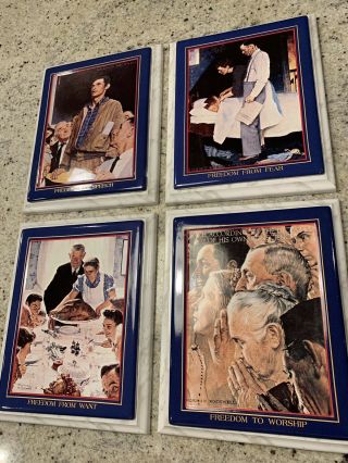 Norman Rockwell Four Freedoms Set Of 4 Freedom Worship Speech Want Fear Marble