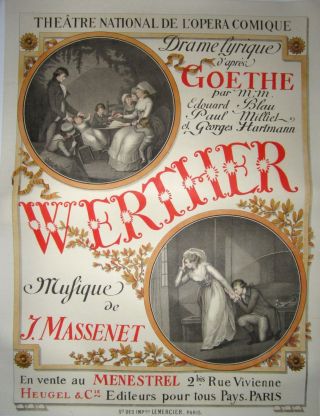 Vintage French Opera " Werther " Poster On Linen