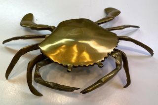 Vintage Brass Crab Ashtray With Removable Insert