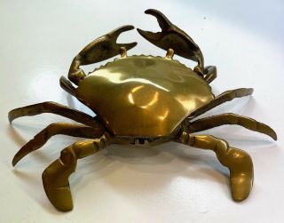 Vintage Brass Crab Ashtray with Removable Insert 2
