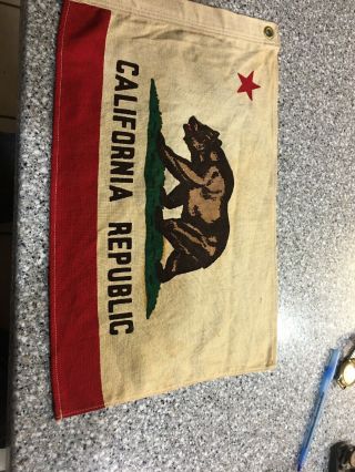 Vintage California Bear Flag 11 In X 17 In Early Mullen Cloth
