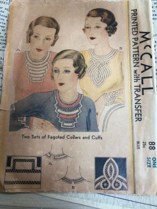 Vintage McCall Fagoted Collars & Cuffs Pattern 2