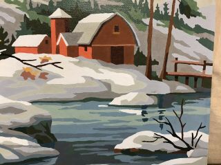 Vintage Paint By Number Barn/ Snow 16x20