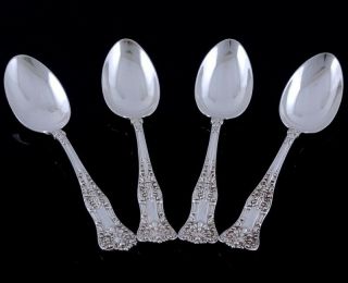 Quality Set 4 Birks Queens Pattern Sterling Silver Large Table Or Serving Spoons