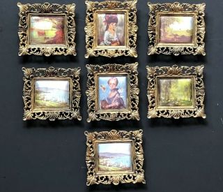 7 Small Vintage Gold Ornate Antique Frames Wall Hollywood Regency Hong Kong
