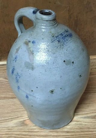 Rare " Woodbridge Bidwell & Co.  " Antique Ovoid Stoneware Jug