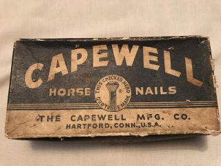 Capewell Vintage Box Of Horse Nails,  Hartford,  Conn.
