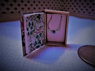 1:12 SCALE ARTISAN VINTAGE FAKE BOOK SAFE WITH EXPENSIVE NECKLACE INSIDE/SIGNED 2