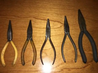 Vintage Needle Nose Pliers,  Anco,  Fuller,  Diamalloy,  Steelcraft,  (5pc)