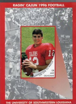 1996 Southwestern Louisiana College Football Media Guide - Jake Delhomme Cover