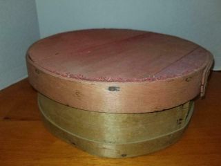 Vintage Primitive Rustic Round Wooden Cheese Box With Lid