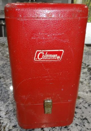 Coleman Lantern Carry Case Red Metal Storage Box Vtg Tin Steel (fits 200a) A