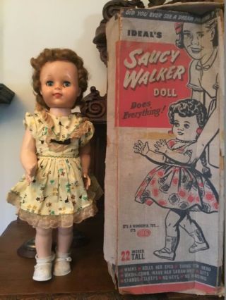 1950s Saucy Walker Doll,  22” With Box And Wrapping Paper