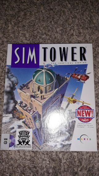 Vintage 1994 Maxis: Sim Tower Computer Game Pc Complete Big Box Win Cd