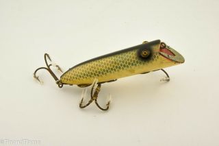 Vintage Heddon 8500 Series Basser Antique Fishing Lure In Shiner Scale Dc5