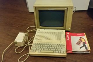Vintage Apple Color 100 Monitor A9m0308 W/ Apple Iic Keyboard,  Cords,  Manuals