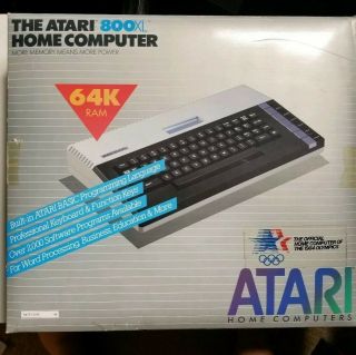 Vtg Atari 800 Xl Home Computer 64k Memory W 1984 Olympics Box