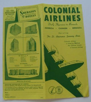 Colonial Airlines Rate Schedule Brochure 1955