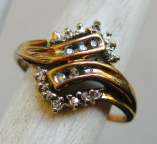 Fine Vintage 10k White & Yellow Gold Diamond Ring 2.  5g