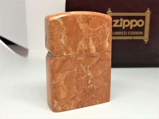 Rare Zippo Limited Edition Marble Stone Case Lighter W Luxury Box Salmon Pink