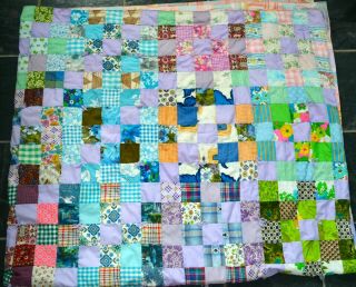 Handmade Patchwork Quilt from Vintage Fabrics - 78 