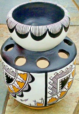 Rare Vtg Native American Southwest Indian Signed Dayea Pottery Clay Vase Jar