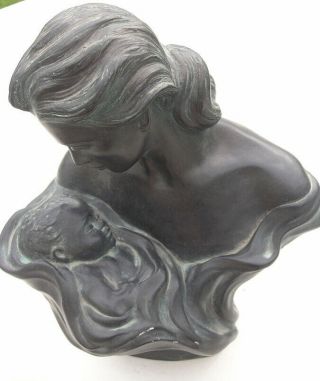 Vintage 1991 Austin Sculpture Mother And Child Sculpture Bronzed 14x12x8 "
