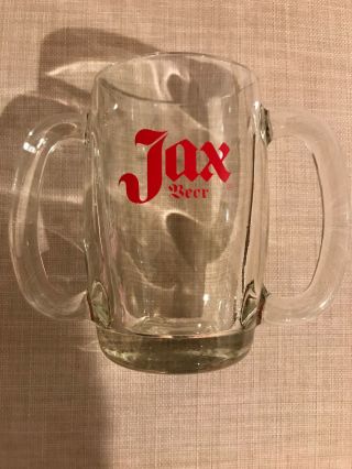 Vintage Jax Beer Double Handle Mug Cup Glass Jackson Brewery Orleans La