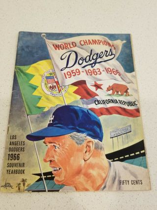 Vintage 1966 Los Angeles Dodgers World Champions Yearbook Vg