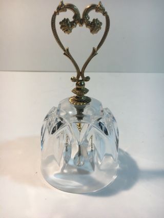 Vintage Clear Crystal Bell With Brass Boy And Violin Sound
