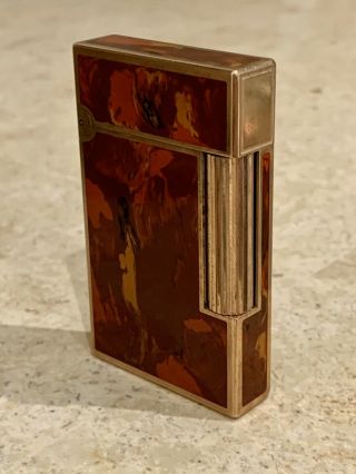 St Dupont ‘narval’ Chinese Lacquer Ligne 2 Lighter,  No.  81ilg62,  6cm H X 3.  5cm L