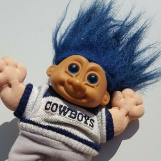 Russ Troll Doll Dallas Cowboys Vintage Collectible Football Sweater Blue Hair