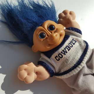 Russ Troll Doll Dallas Cowboys Vintage Collectible Football Sweater Blue Hair 3