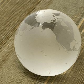 Vintage Tiffany & Co.  2.  5” Crystal Globe Paperweight Etched World Map