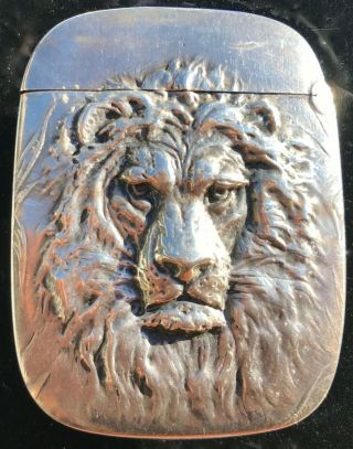 Alan Lambert Sterling Silver Match Safe W/repousse Decoration Of A Lion 