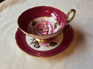 Taylor & Kent Numbered Bone China Tea Cup And Saucer Red Rose - Vintage