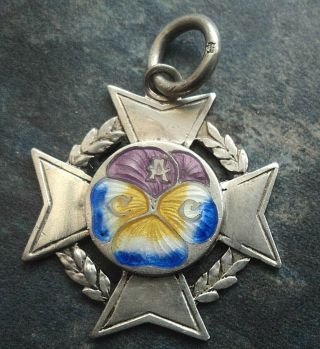 Vintage Silver & Enamel Pansy Medal - 1914 Church Army Club / Princess Royal