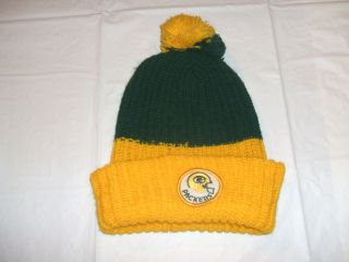 Green Bay Packers Retro Vintage Style Winter Pom Hat Green & Yellow Cuff Exc