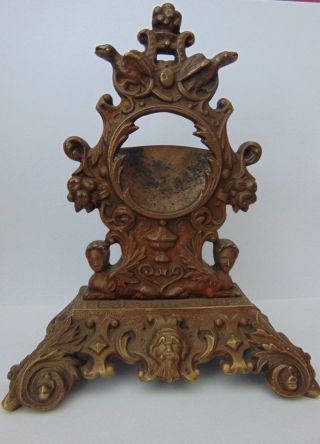 Antique French Baroque Style Bronze Brass Table Pocket Watch Holder Stand