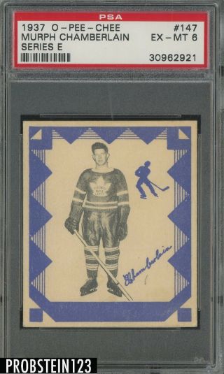 1937 O - Pee - Chee Opc Hockey Series E 147 Murph Chamberlain Maple Leafs Psa 6